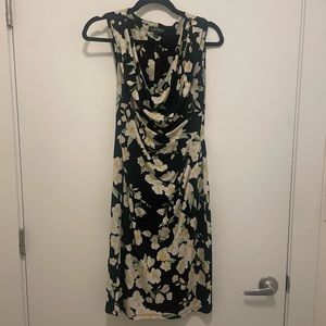 Ralph Lauren Navy floral dress with weighted cowl neck